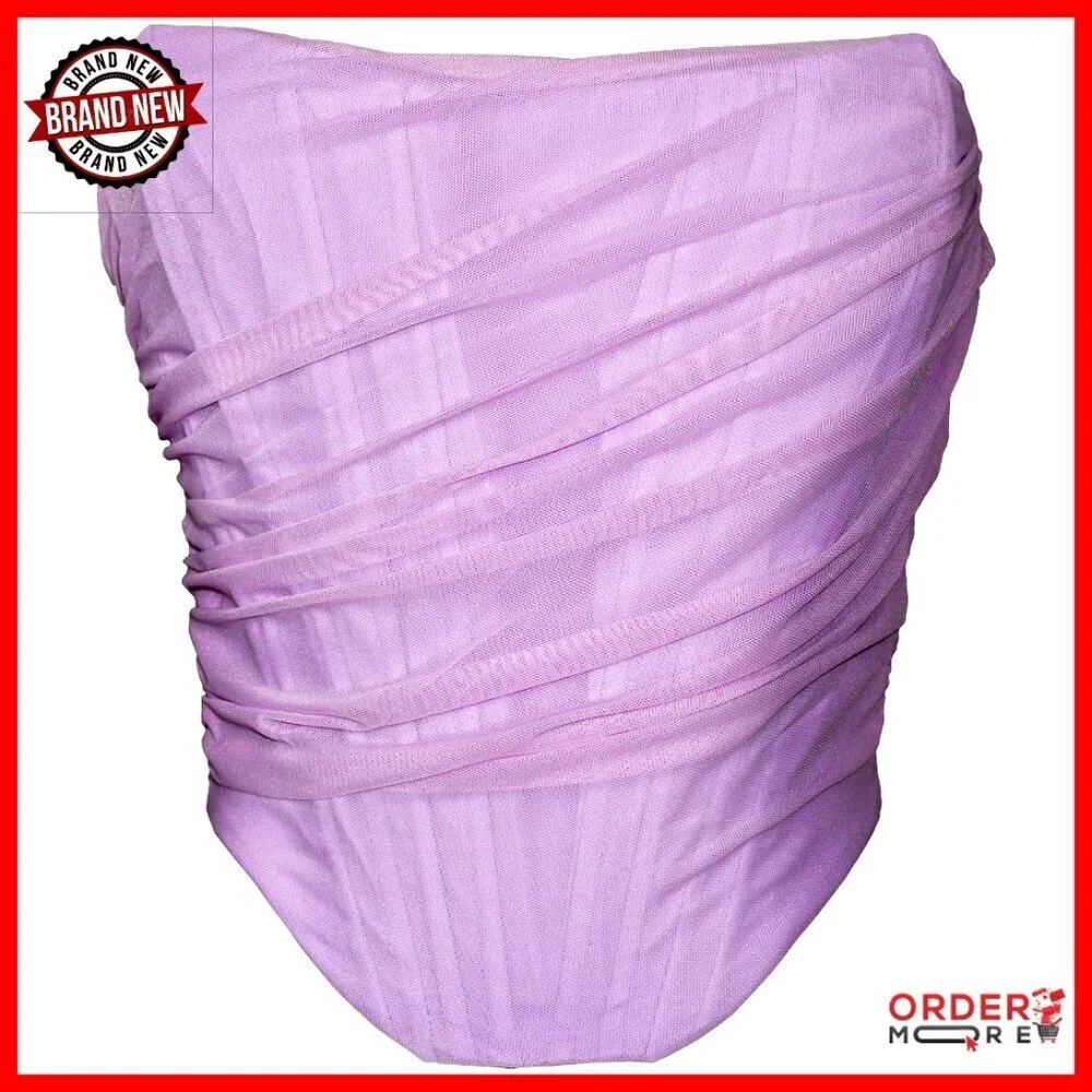 Mesh Corset Crop Top Bustier Boned Backless Strapless Y2K Aesthetic Party Wear